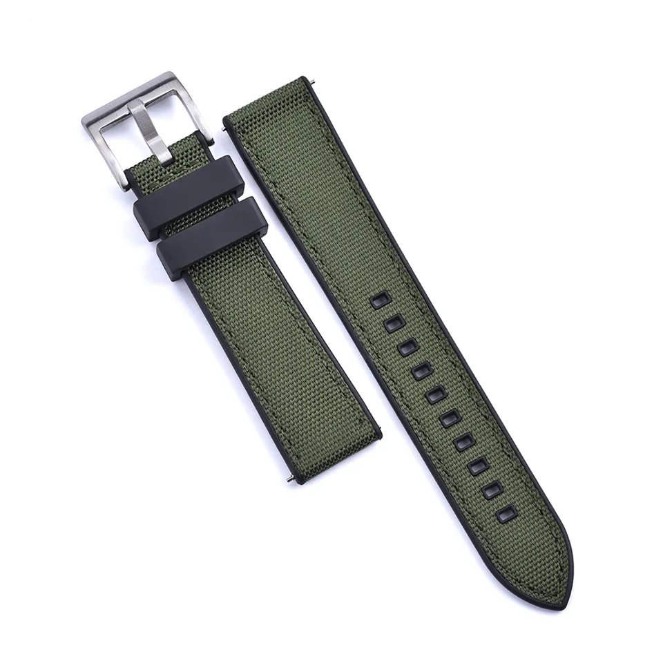 Watch Straps Canada Toile de voile et élastique FKM en vert