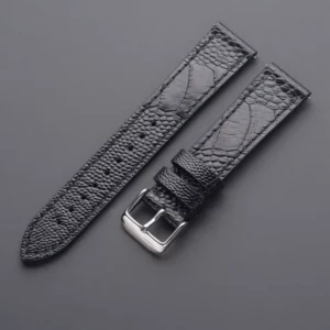 Bracelet de montre en cuir d'autruche noir - Quick Release - Exotic Leather from Watch Straps Canada