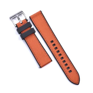 Watch Straps Canada Toile de voile et élastique FKM en orange