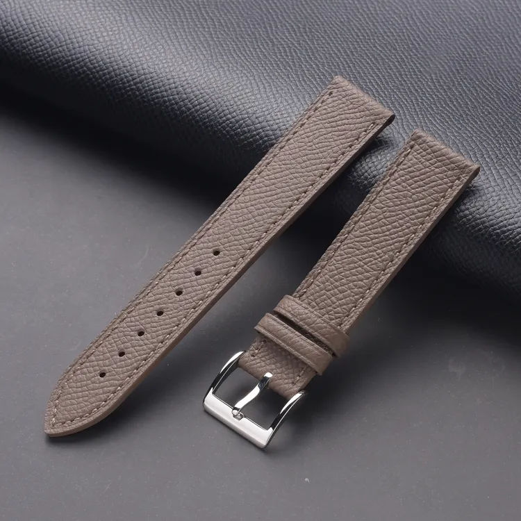 Watch Straps Canada Grey Epsom Leather Watch Band made with top grain leather