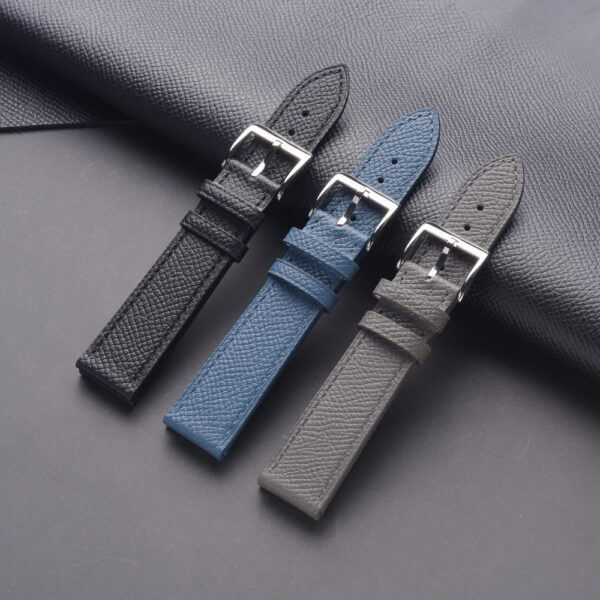 Epsom Leather Watch band from Watch Straps Canada in Blue, Black and Grey