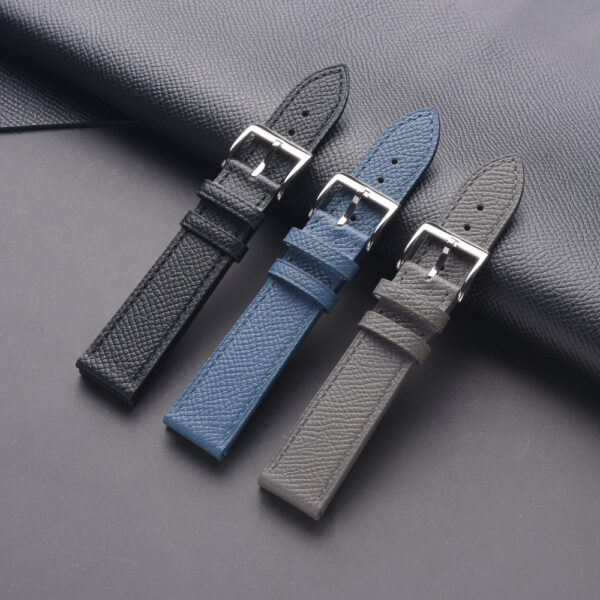 Bracelet de montre en cuir Epsom de Watch Straps Canada en bleu, noir et gris