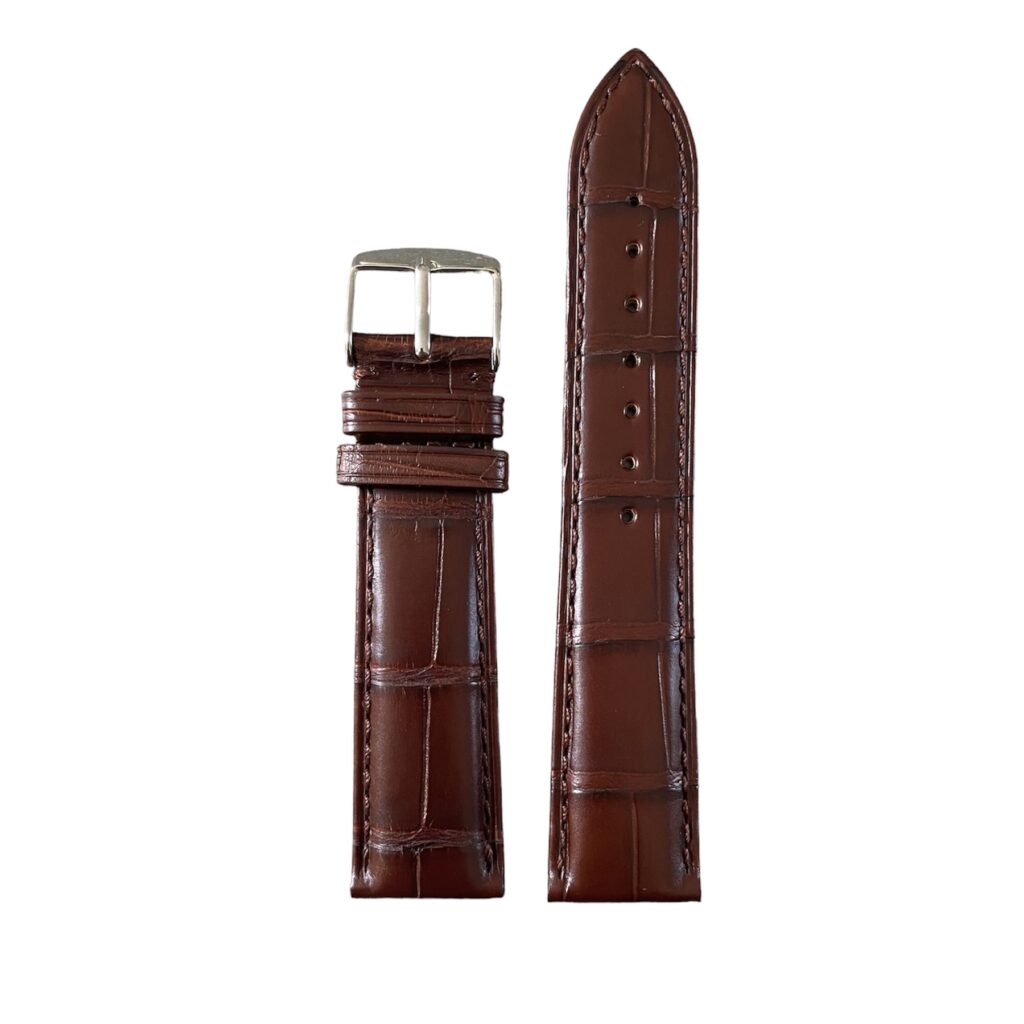 Bracelet de montre en cuir d'alligator brun de Watch Straps Canada