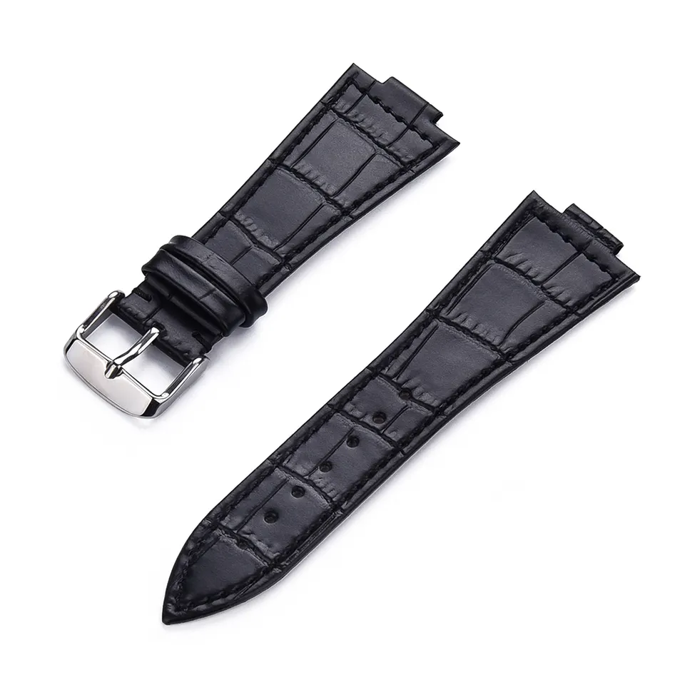 Bracelet de montre en cuir de crocodile noir pour Tissot PRX by Watch Straps Canada