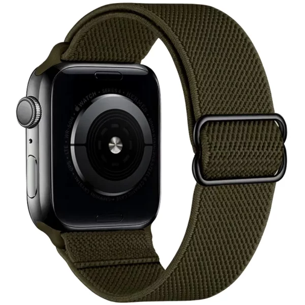 Watch Straps Canada Elastic Apple Watch loop band that stretches and can be adjusted in army green
