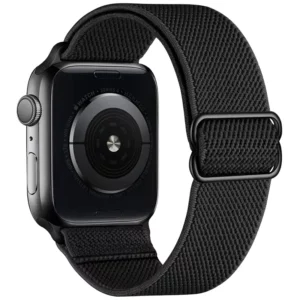 Watch Straps Canada Elastic Apple Watch loop band that stretches and can be adjusted in black