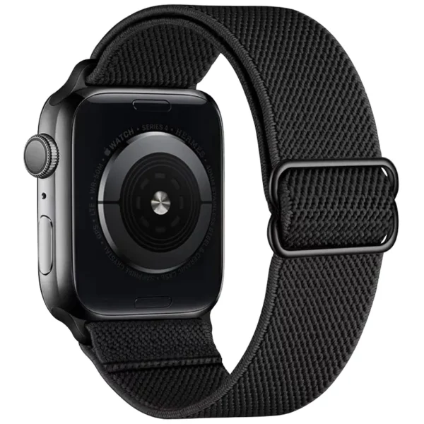 Watch Straps Canada Bracelet élastique pour Apple Watch, extensible et ajustable, de couleur noire