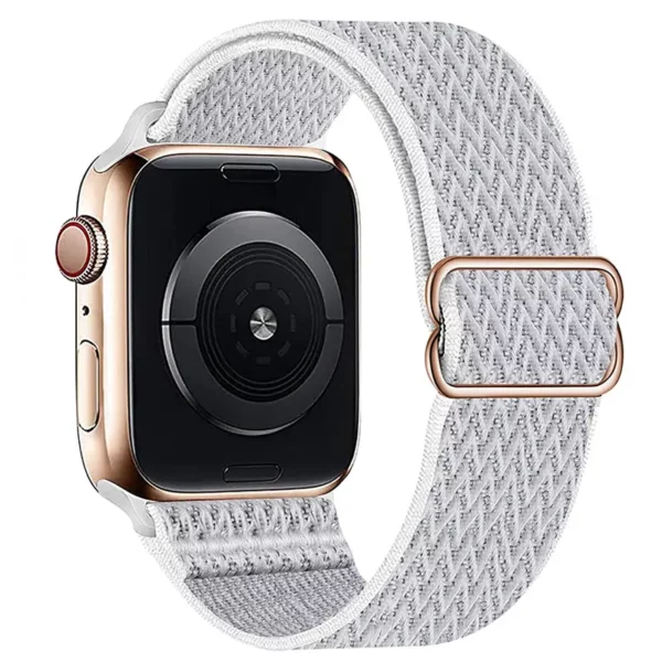 Watch Straps Canada Elastic Apple Watch loop band that stretches and can be adjusted in pale grey twill