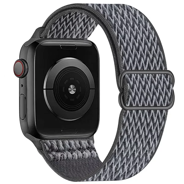 Watch Straps Canada Elastic Apple Watch loop band that stretches and can be adjusted in dark grey twill