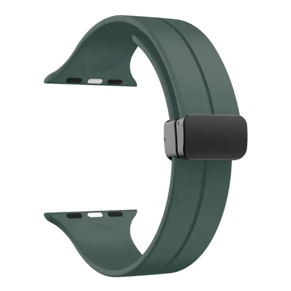 Bracelet Apple Watch en caoutchouc vert Watch Straps Canada avec fermoir magnétique noir