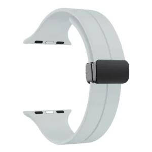 Bracelet Apple Watch en caoutchouc gris Watch Straps Canada avec fermoir magnétique noir