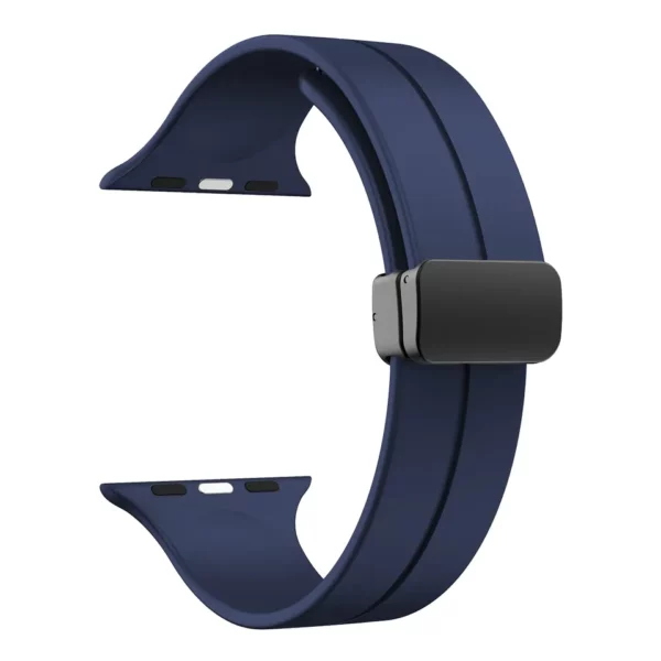 Navy Rubber Apple Watch Band form Watch Straps Canada with a black magnetic clasp