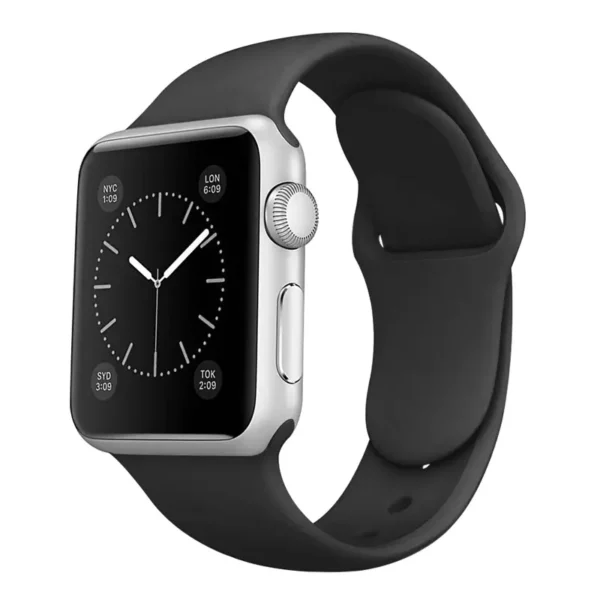 Watch Straps Canada Bracelet Apple Watch en caoutchouc actif de couleur noire