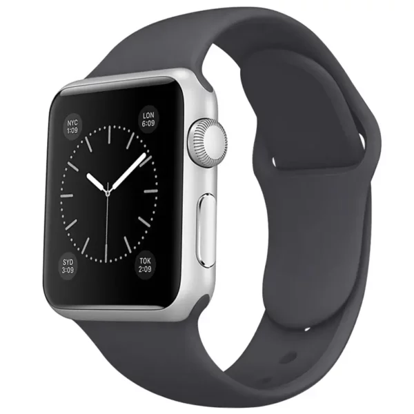 Watch Straps Canada Bracelet Apple Watch en caoutchouc actif de couleur gris foncé