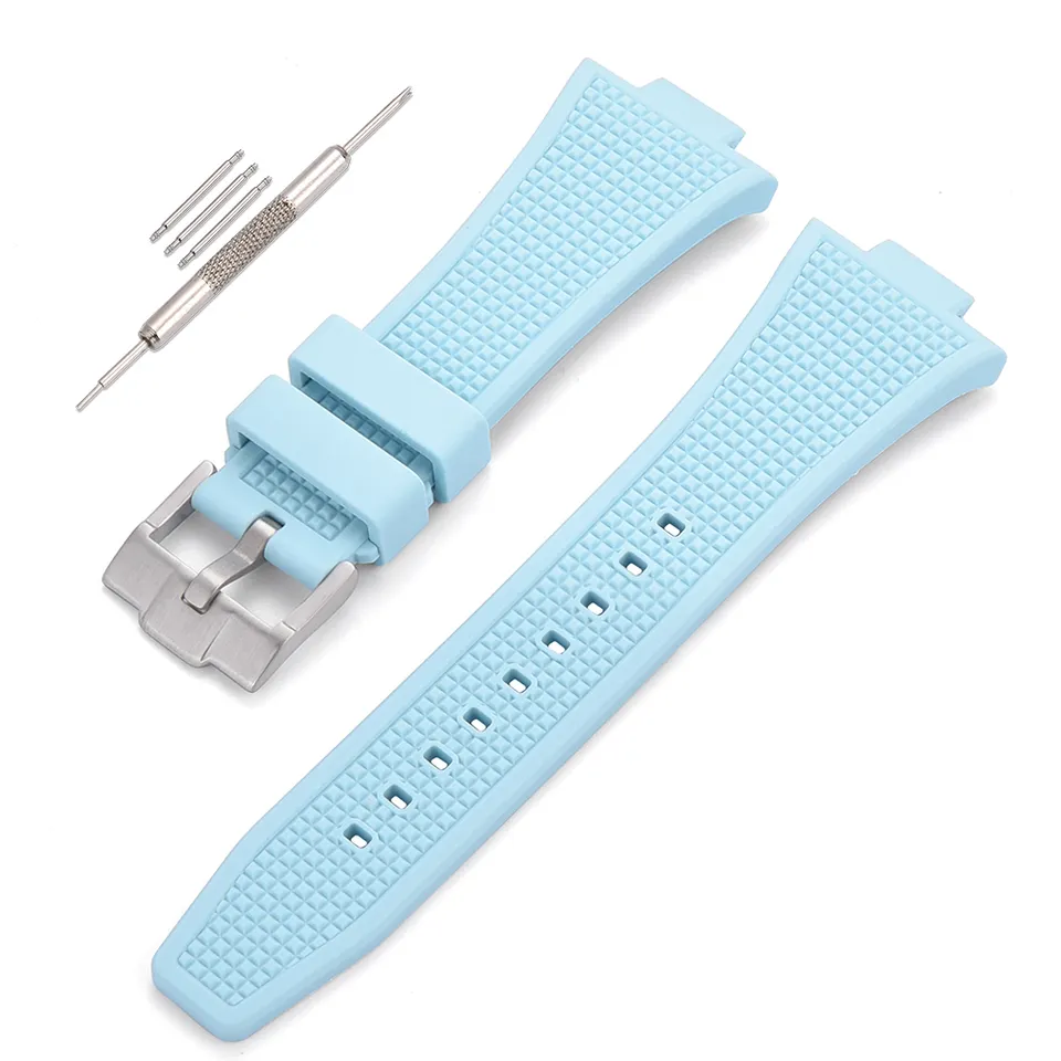 Bracelet caoutchouc FKM Tissot PRX en bleu clair de Watch Straps Canada
