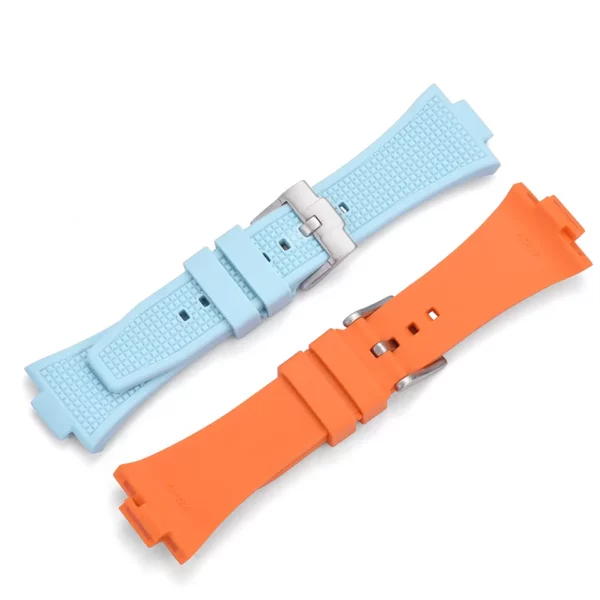 Orange & Light Blue FKM Tissot PRX Rubber Watch Bands from Watch Straps Canada