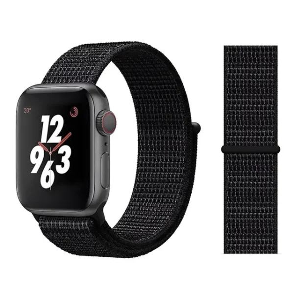 Apple Watch loop sport band - Velcro - Black by Watch Straps Canada