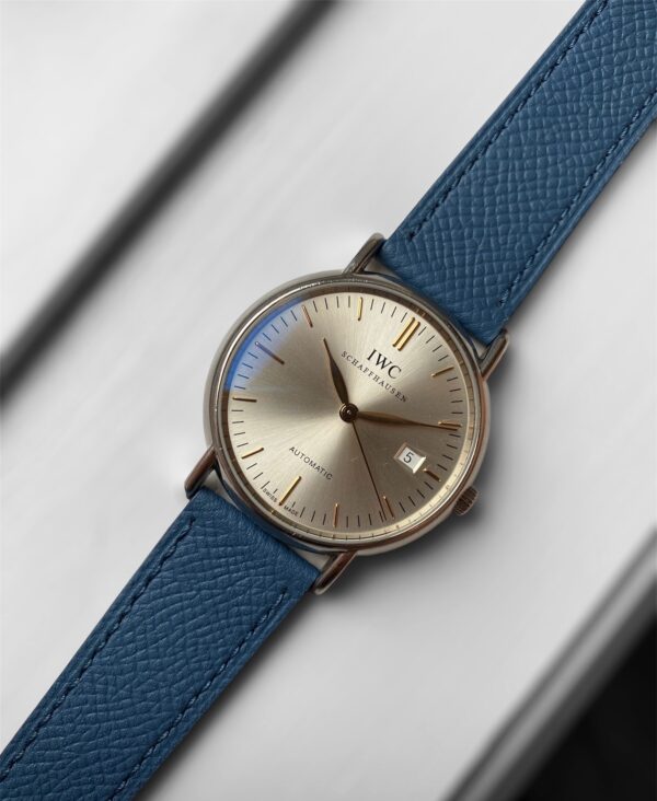 Montre IWC montée sur Watch Straps Canada Bracelet cuir Epsom bleu en cuir de première qualité