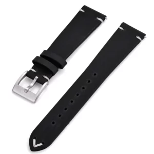 Bracelets de montre en cuir Crazy Horse en noir de Watch Straps Canada