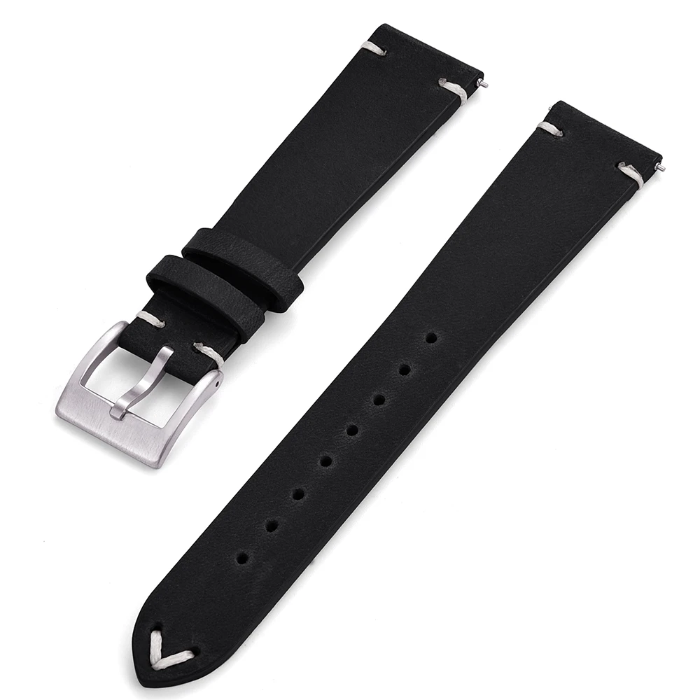 Crazy Horse Leather Watch Bands in Black from Watch Straps Canada