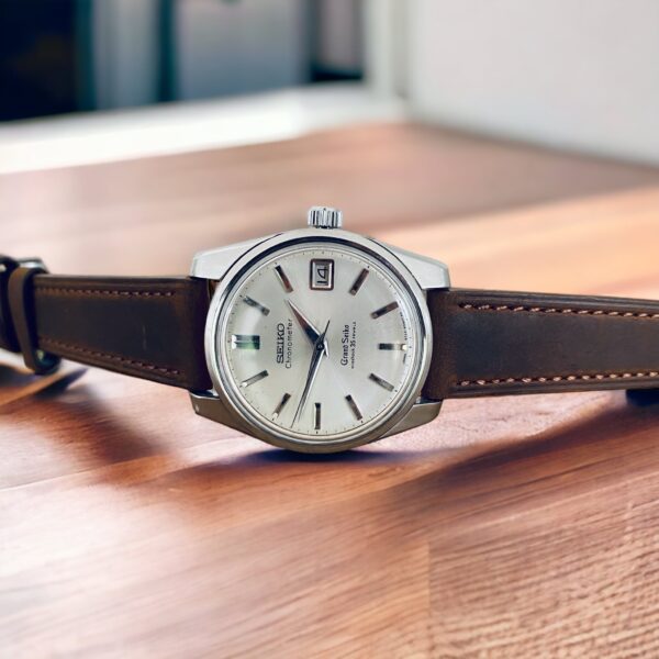 Grand Seiko mounted on Brown vintage watch band