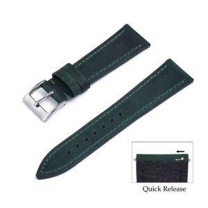 Bracelet de montre en cuir vintage de Watch Straps Canada en vert foncé