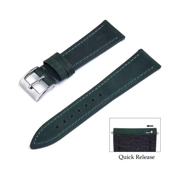 Bracelet de montre en cuir vintage de Watch Straps Canada en vert foncé